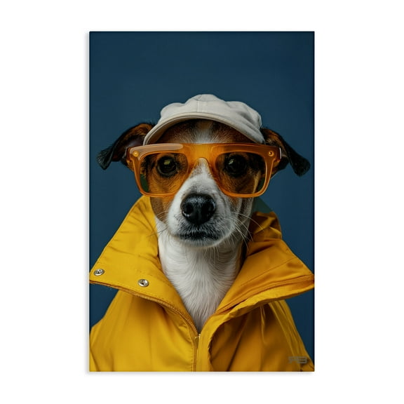 Stupell Industries Trendy Dog Friend Animals & Insects Painting Gallery Wrapped Canvas Art Print Wall Art, 16 x 24