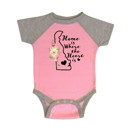 

Inktastic Delaware Home is Where the Heart is with Watercolor Floral Gift Baby Boy or Baby Girl Bodysuit