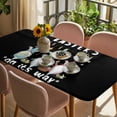 thumbnail image 3 of Black Gnomes Easter Table Cloths for 4 Foot Rectangle Tables, Eggs Botanical Carrot Pastoral Patio Waterproof Elastic Fitted Tablecloths, Washable Rectangular Table Cover for Camping, 3 of 8