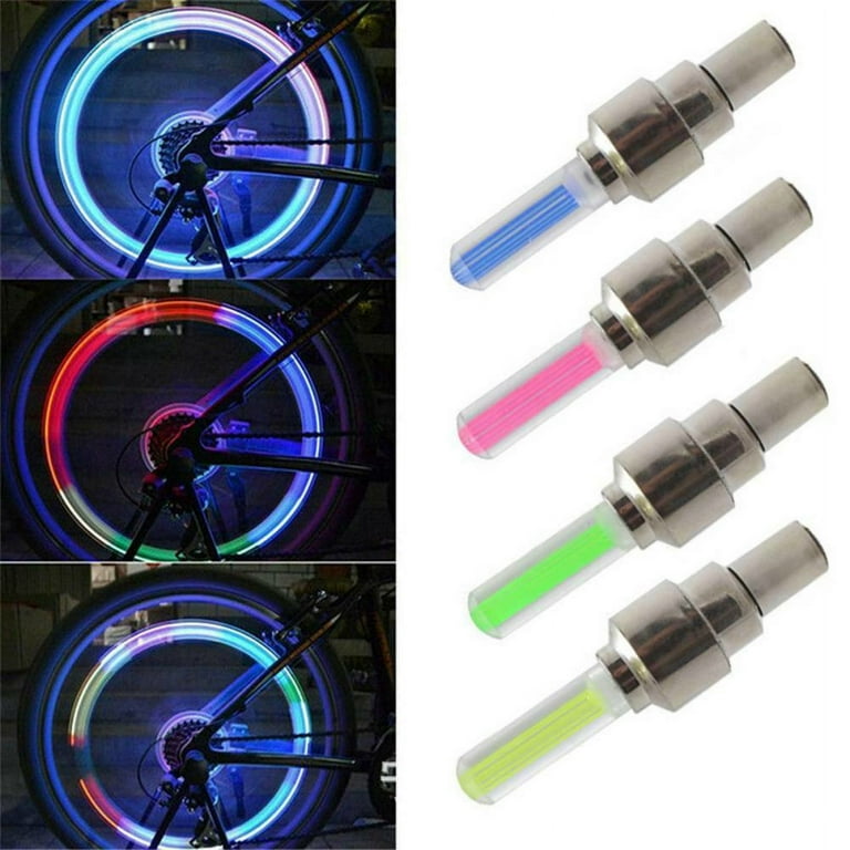 2pcs Bike Light With No Battery Mountain Road Bike Bicycle Lights LEDS Tyre Tire Valve Caps Wheel Spokes LED Lights BL0157 2pcs yellow Walmart