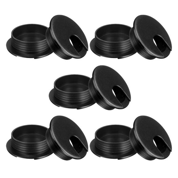 NICEXMAS 10Pcs Plastic Desk Cord Plug for Wire Organizer and Cable Hole Cover in Black