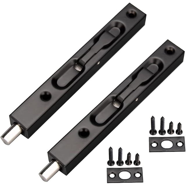 6 Inch Concealed Security Door Locks For French Doors (2 Pcs, Black)