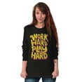 thumbnail image 4 of Retro Work Play Hard Mantra Motto Plus Size Long Sleeve Graphic Tee Shirt Brisco Brands 3X, 4 of 5