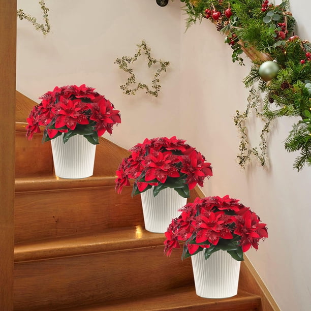 12 Pièces Fleurs De Décoration De Noël Décorations D'Arbre D'Or Fleurs