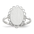 thumbnail image 1 of Solid 14k White Gold 11.5x9mm Open Back Engravable Monogram Signet Ring Band Size 5, 1 of 6