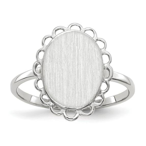 Solid 14k White Gold 11.5x9mm Open Back Engravable Monogram Signet Ring Band Size 5