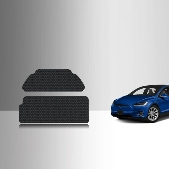 TOUGHPRO Frunk Mats Accessories + Trunk Mats Accessories for Tesla Model X (6 or 7 Seater) 3rd Row Up All Weather Heavy Duty Black Rubber 2017 2018 2019 2020 2021