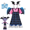 thumbnail image 1 of Disfraz de vampiro para niñas, traje de cuello alto, fantasma, novia, fantasía, carnaval, fiesta, manga acampanada, 2 a 11 años, 1 of 3