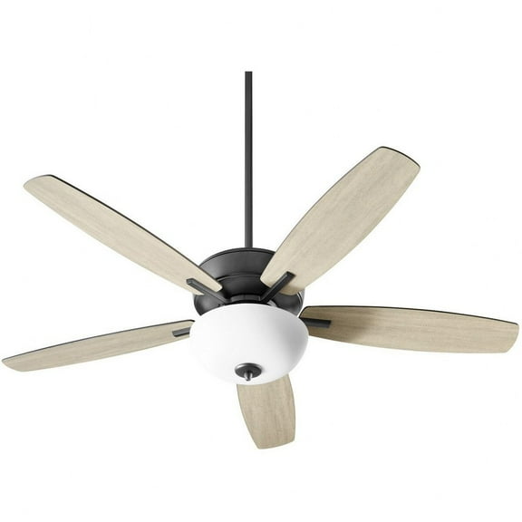 70525-69 Quorum Lighting Breeze - 52 Inch 5 Blade Ceiling Fan with Bowl Light Kit-Noir Finish-Matte Black Blade Color