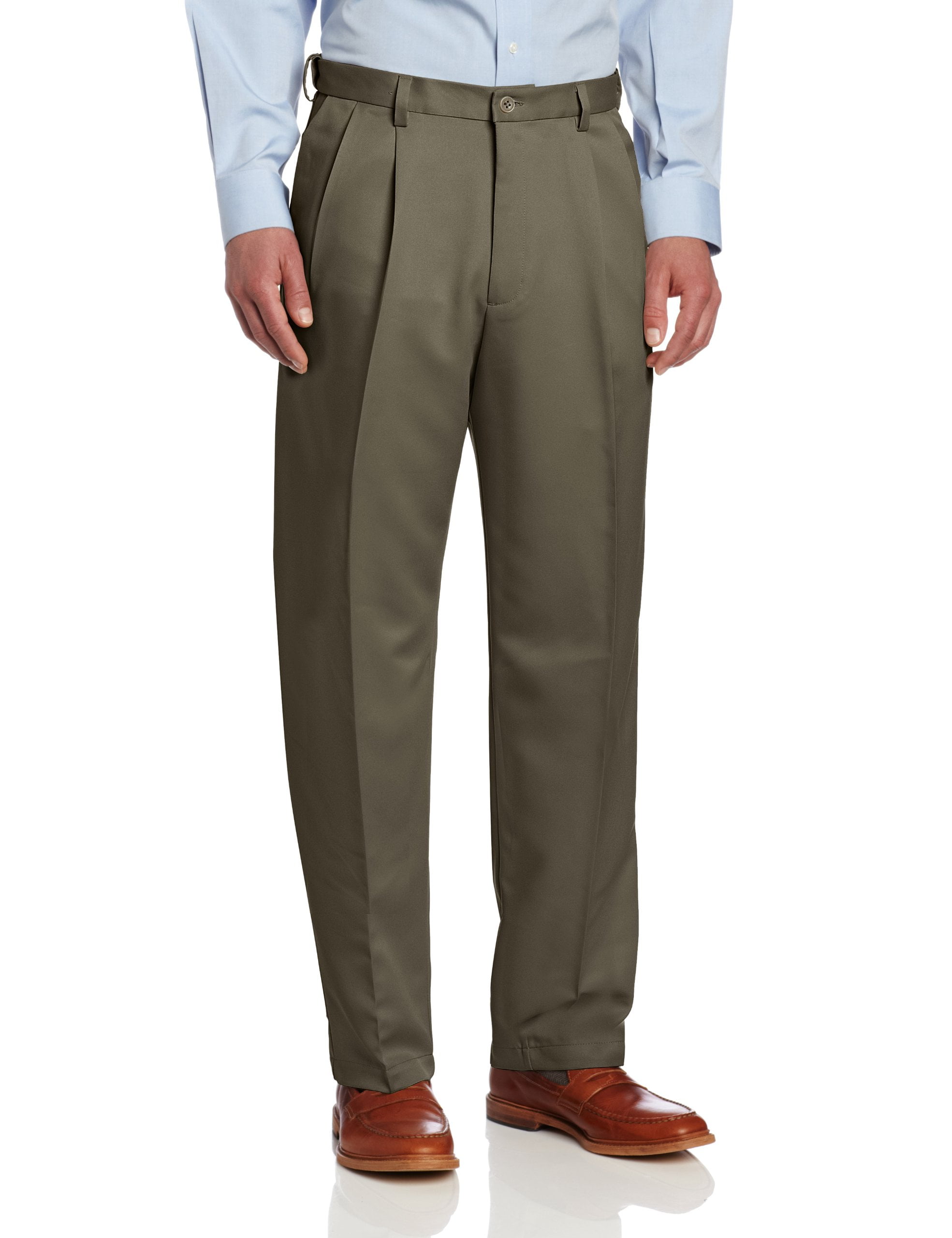 Haggar Mens Dress Pants Taupe 34x30 Pleated Front Classic Fit 34 