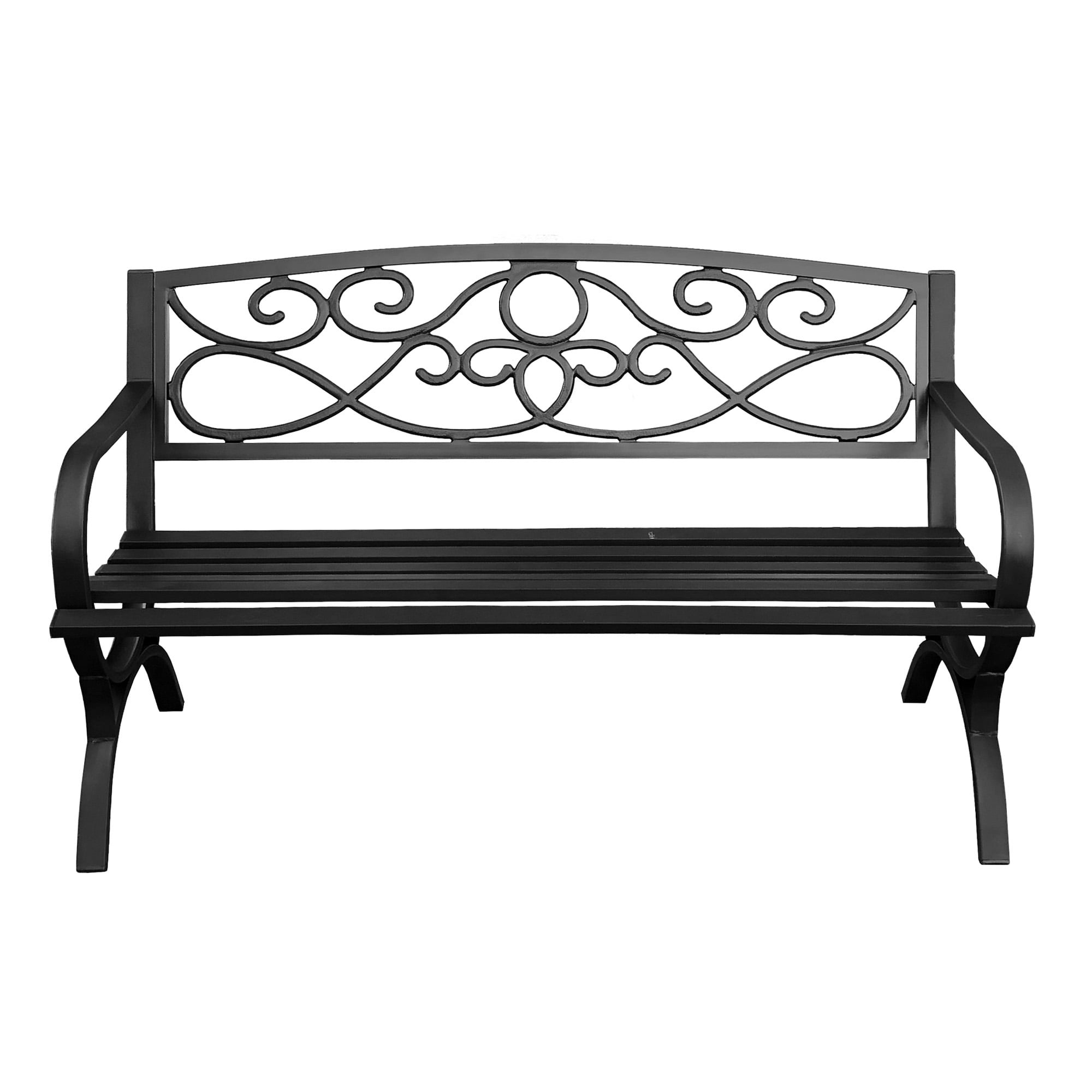 MAYPEX 4 Ft Steel Frame Outdoor Patio Garden Bench 2-Person Loveseats ...