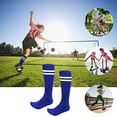 thumbnail image 2 of 1 Pair Kids Soccer Socks Knee High Socks Striped Socks for Athletic Team Sports for Boys Girls 5-10 Years Old, Blue, 2 of 5