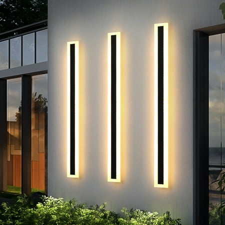 

Outdoor Modern Wall Light LED Wall Sconce Fixture Rectangular Black Wall lamp Elegant Frosted White Acrylic IP65 Anti Rust for Proch Background Wall 1 Light