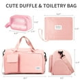 thumbnail image 6 of Foldable Duffle Bag, Waterproof Overnigt Weekender Bag with Shoe Compartment & Wet Pocket, Gym Bag for Women Travel Bag Tote Bag with Toiletry Bag for Travel, Workout, Sport(Pink), 6 of 7