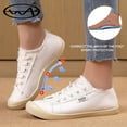 thumbnail image 4 of Pandaie Women's Wide Canvas Sneakers Arch Support Low Top Walking Shoes Washed Fashion Flat Tennis Shoe for Everyday Walks & Casual Outfits White 6.5, 4 of 9