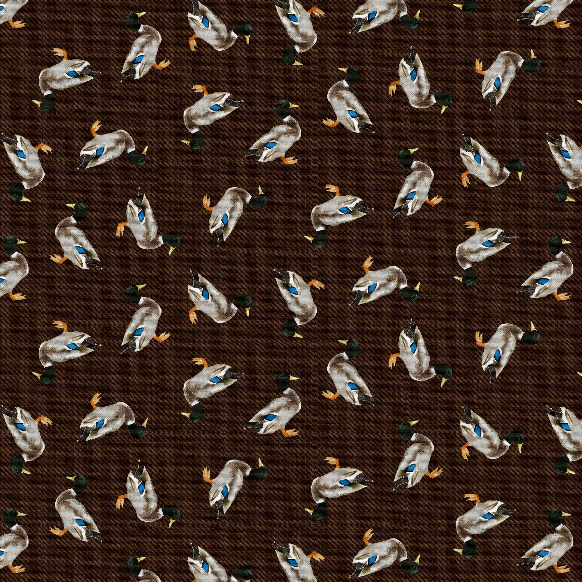 Fabric Editions 36" x 42" Cotton Lodge Ducks 1 Yard Precut Sewing & Craft Fabric, Brown 1 Piece
