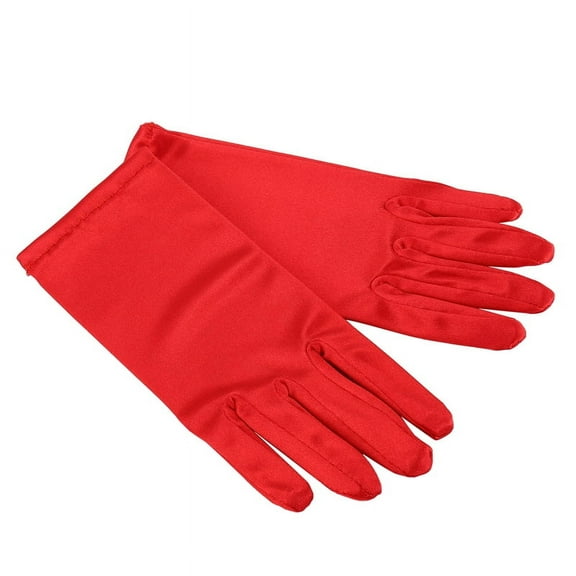 Ladies Short Sunscreen Satin Glove Dance Performance Gloves Etiquette Red