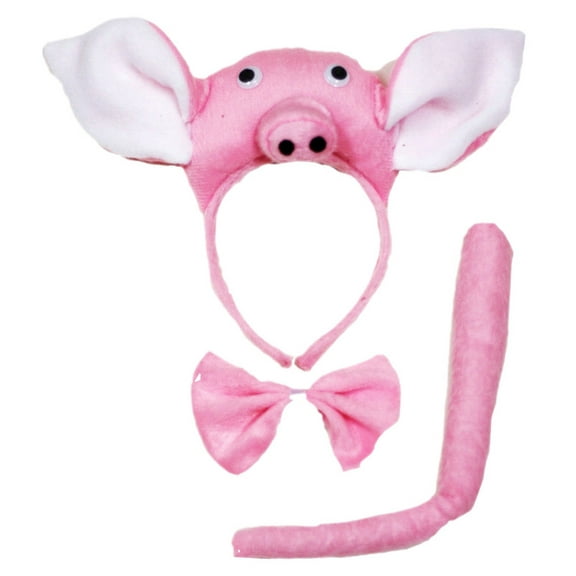 Petitebelle Cutie Pig Headband Bowtie Tail 3pc Costume (Pink, One Size)
