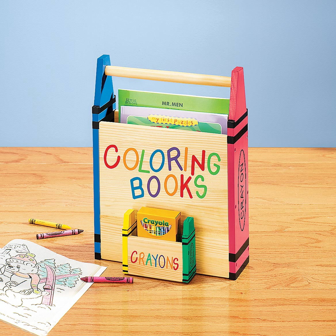 Coloring Book Caddy - Coloring Book Organizer with Crayon Storage – Book Carrier – Tote