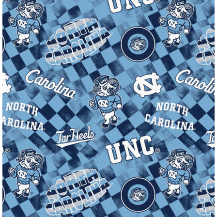 Official Licensed NCAA University of North Carolina Check Allover Fabric by the Yard