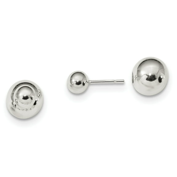Primal Silver Sterling Silver Ball Front Back Post Earrings