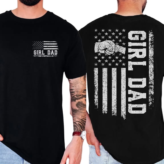 Girl Dad American Flag Patriotic Graphic Casual T-Shirt for Men