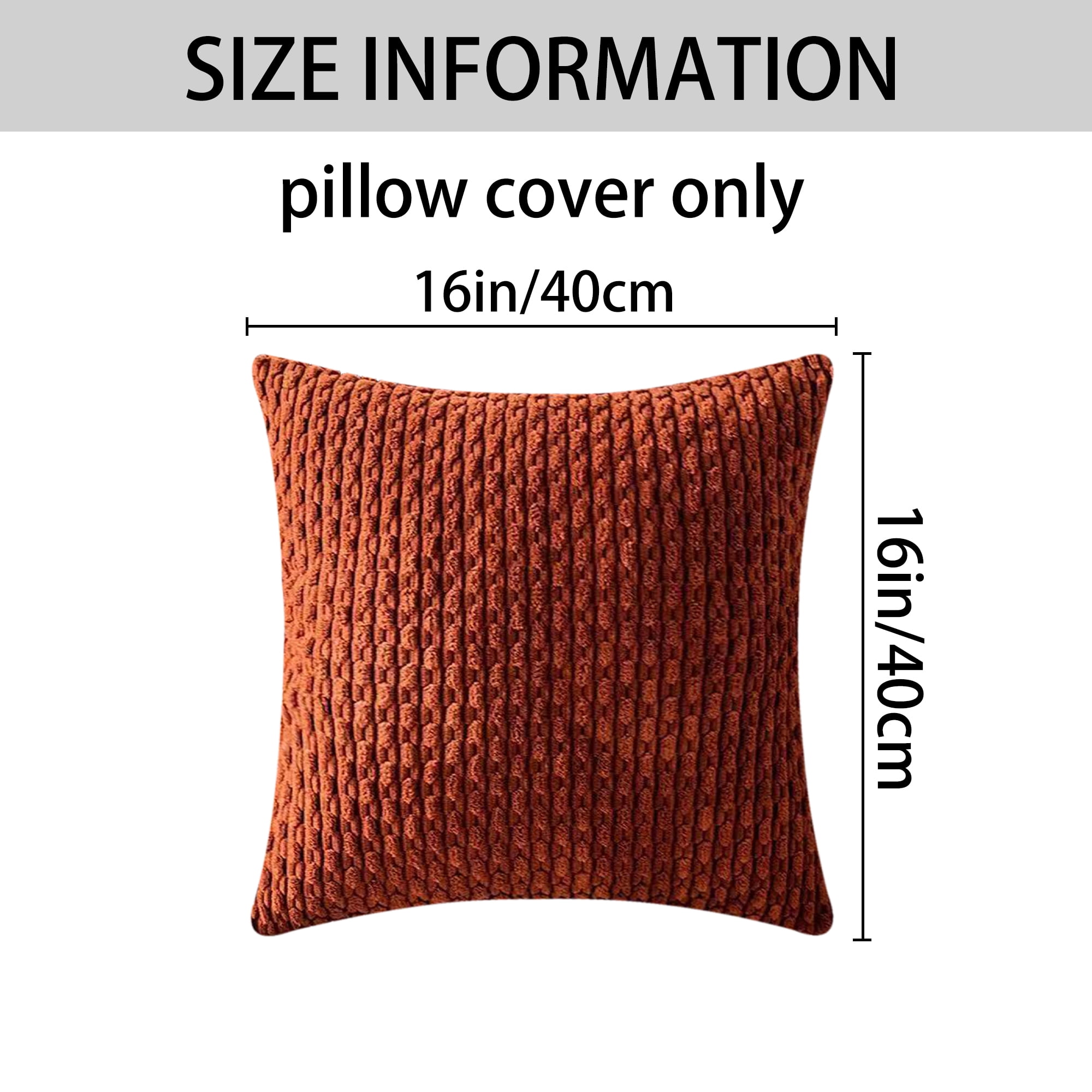 Unique Bargains 2Pcs Decorative Throw Pillow Covers for Sofa Dark Orange 16" x 16"