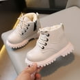thumbnail image 4 of Leather Boots Boys Girls Autumn Winter Fashion British Style Handsome Casual All-Match Comfortable Simple Side Zipper Design Plus Velvet Warmth Non-Slip Short Boots, 4 of 5