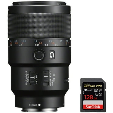 Sony (SEL90M28G) FE 90mm F2.8 Macro G OSS Full-frame E-mount Macro Lens with Sandisk Extreme PRO SDXC 128GB UHS-1 Memory Card