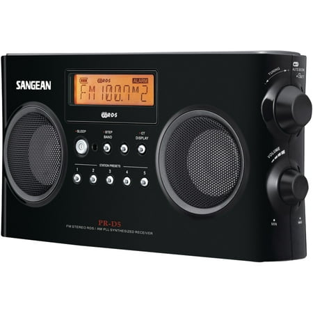 Sangean PR-D5-BK Digital Portable Stereo Receiver with AM/FM Radio