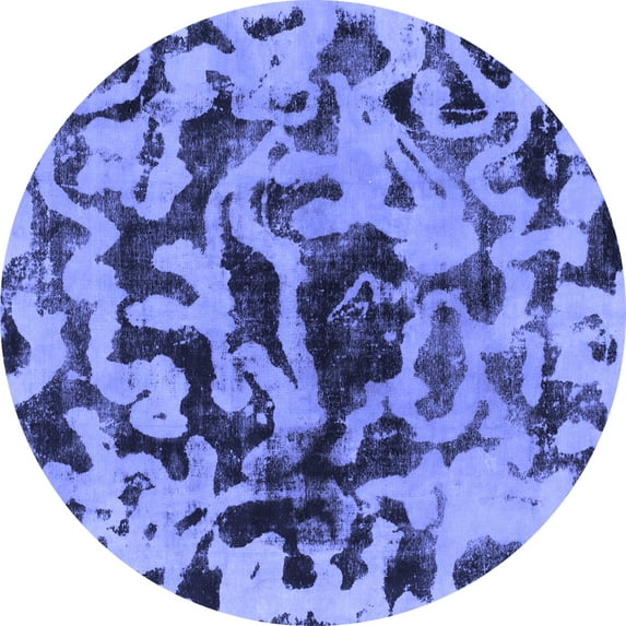 Ahgly Company Indoor Round Abstract Blue Modern Area Rugs, 6' Round