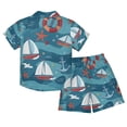 thumbnail image 2 of joogoo Boy Shorts Set Anchor Sailboat Starfish 2 Piece Short Sleeve Button Down Hawaiian Shirt Shorts 5-6T, 2 of 8