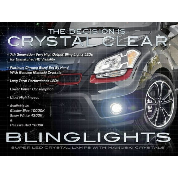 For The BlingLights Brand Blue LED Fog Lights for 2010 2011 Kia Soul