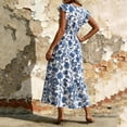 thumbnail image 4 of Ayolanni Floral Spring Dresses for Women A-Line Long V-Neck Boho Dress Ruffle Short Sleeve Flutter High Waist Vacation Sundress L, 4 of 6