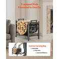 thumbnail image 3 of VEVOR Indoor Firewood Rack, 1.5 ft Curved Log Holder with Canvas Carrier,40lb Weight Capacity Wood Storage Stand,Powder-Coated Steel Firewood Holder, HeavyDuty Wood Pile Stacker Rack for Fireplace, 3 of 9