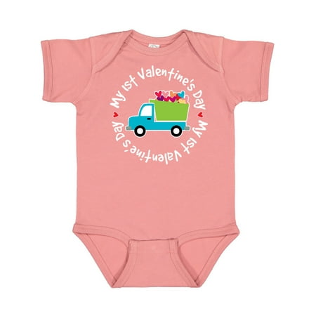 

Inktastic 1st Valentines Day Boys Heart Truck Gift Baby Boy Bodysuit