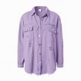thumbnail image 4 of Towmus Casual Quilted Jackets for Women Button Down Collared Long Sleeve Shirts Frayed Hem Fall Jackets with Pockets, 4 of 6