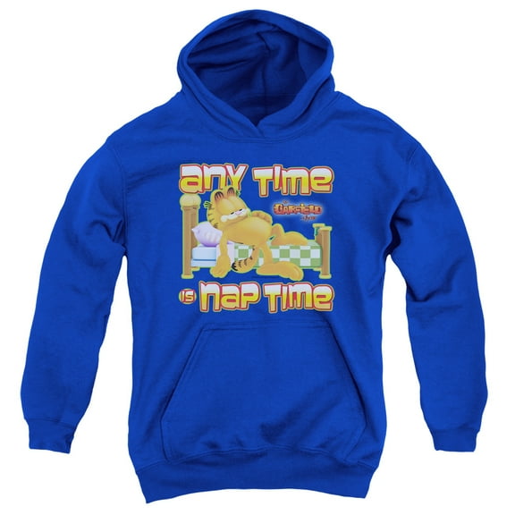 Garfield Nap Time Youth Pullover Hoodie Sweatshirt Royal
