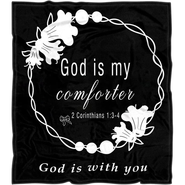 LHSHID God is My Comforter Blanket Scripture Blanket with Healing Caring Faith Prayer Religious Gifts for Women Christian Bible Verse Throw Blanket 40x50in