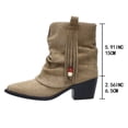 thumbnail image 5 of Pandaie Women's Slouchy Ankle Boots Fold Over Wide Calf Western Booties Suede Cowboy Cowgirl Slip on Winter Shoes Khaki 6.5, 5 of 7