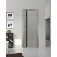 thumbnail image 3 of Solid Interior French Pre-Hung Door | Planum 0040 Grey Ash | Single Regular Panel Frame Trims Handle | Bathroom Bedroom Sturdy Doors -32" x 96", 3 of 6