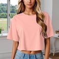 thumbnail image 2 of XIAONU Loose Cropped T-Shirt for Women Crew Neck Short Sleeve Casual Daily Boxy Fit Tee, 2 of 5