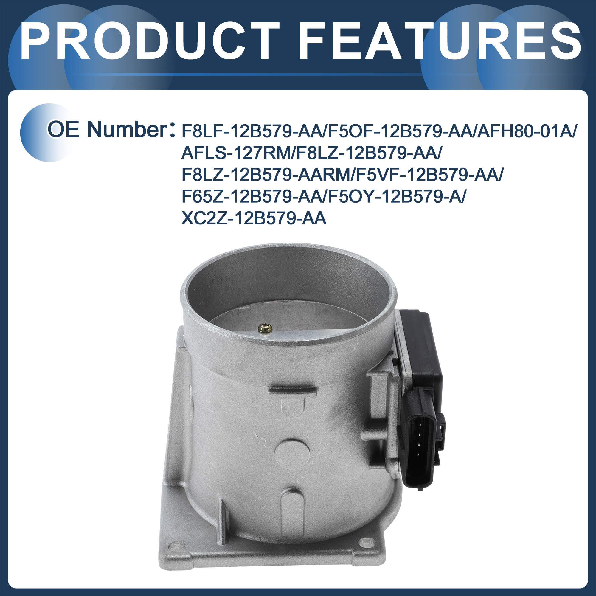 Unique Bargains Mass Air Flow Sensor Assembly No.F8LF-12B579-AA for Ford E-150 1997-2000 MAF Air Flow Sensor Plastic Metal 1 Pc