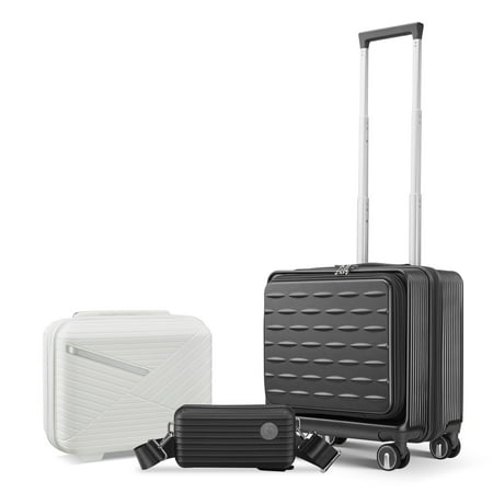 18" Carry On Luggage with Front Open Door &Laptop Interlayer, Hard Shell Suitcase Built-In TSA Luggage Lock, Hardside Lightweight PC Travel Suitcase for Women Men with Spinner Wheels Airline Approved