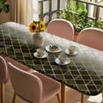 thumbnail image 3 of Yellow Geometric Table Cloths for 8 Foot Rectangle Tables, Modern Abstract Gradient Marble Patio Waterproof Elastic Fitted Tablecloths, Washable Rectangular Table Cover for Camping, 3 of 8