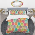 thumbnail image 2 of Designart 'Retro Hexagon Pattern I' Mid-Century Modern Duvet Cover Set, 2 of 4