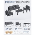 thumbnail image 3 of AECOJOY Aluminum Patio Furniture Set on sale, 5 Seats Modern Outdoor Furniture with Coffee Table, 4 Pieces Metal Conversation Sectional Sofa, Dark Gray, 3 of 9