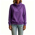 thumbnail image 5 of Tqcoqu Women's Solid Turtleneck Pullover Sweatshirt,Drop Shoulder Long Sleeve Side Pockets Loose Casual Tops For Fall Winter,Purple Women's S-XXL, 5 of 6