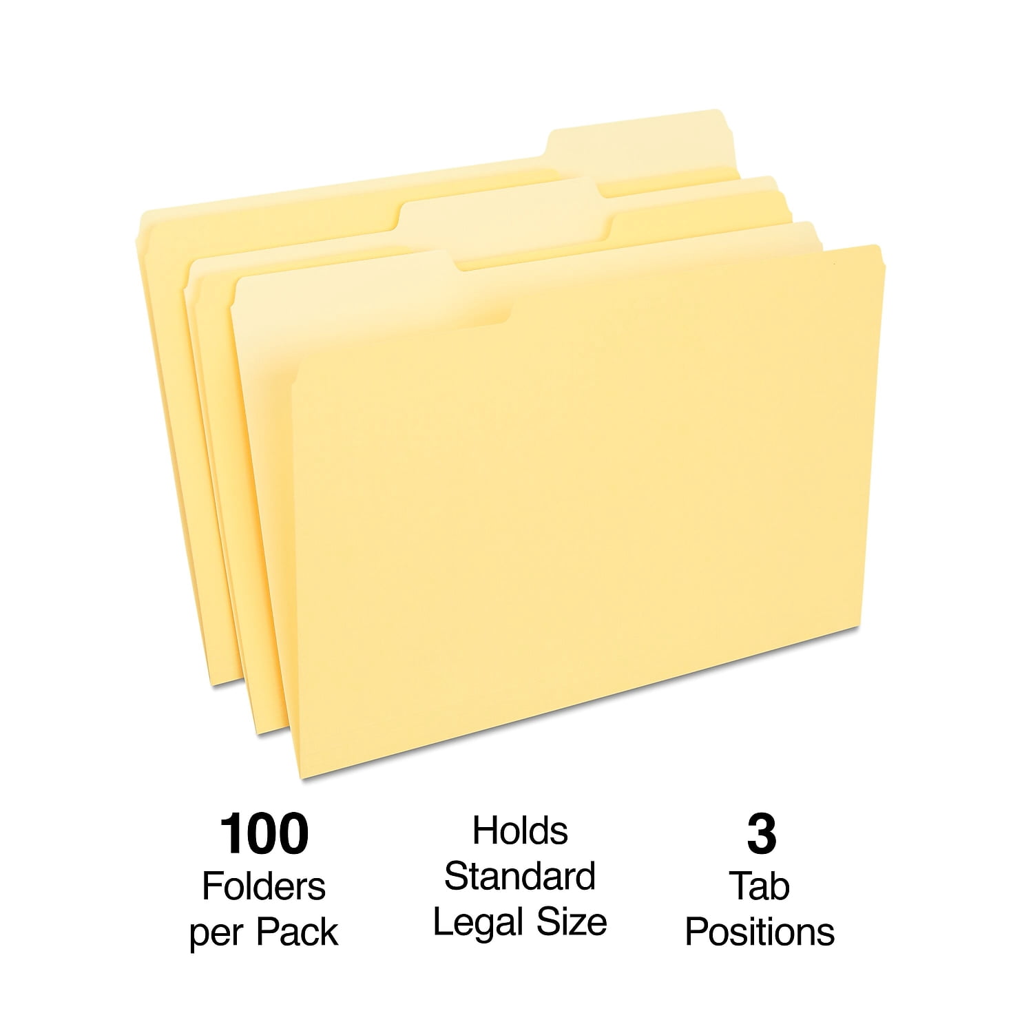 HITOUCH BUSINESS SERVICES File Folder 1/3 Cut Legal Size Yellow 100/Box TR224576/224576