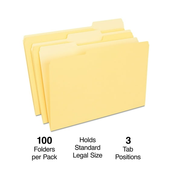 Staples File Folder 1/3 Cut Legal Size Yellow 200/Carton ST224576-CCVS